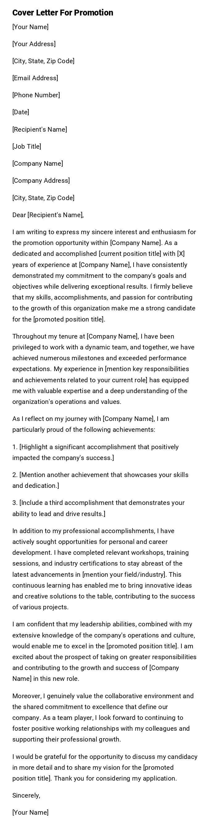 36942 promotion cover letter skills
