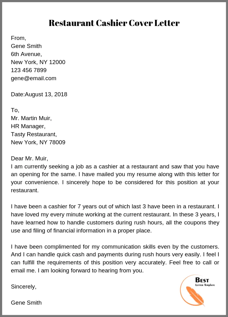 36950 cashier cover letter experience