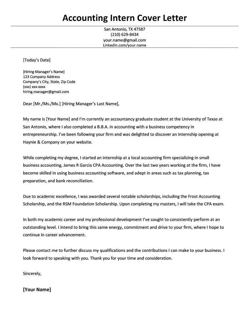 36971 accounting internship cover letter quantify