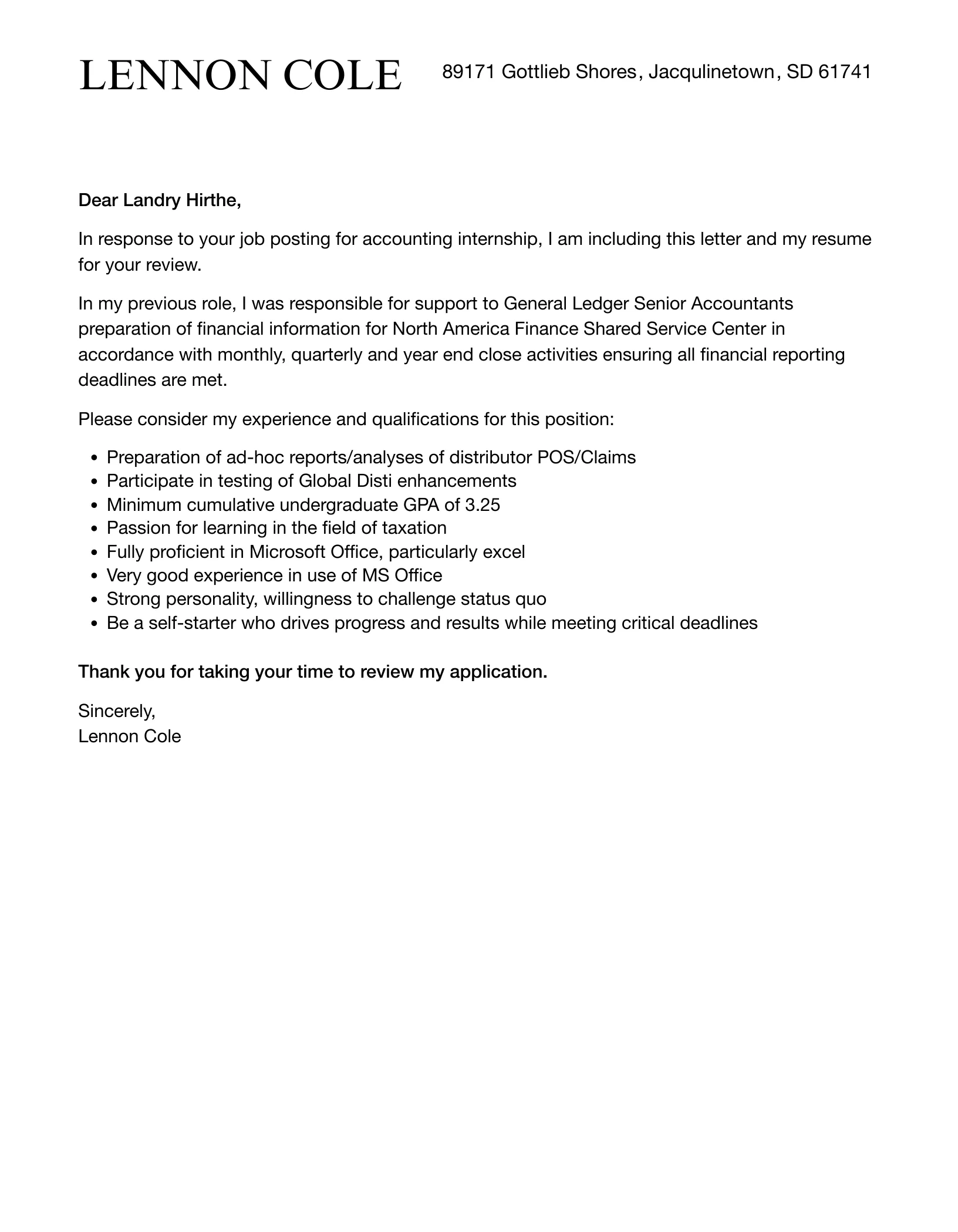 36971 accounting internship cover letter tailoring