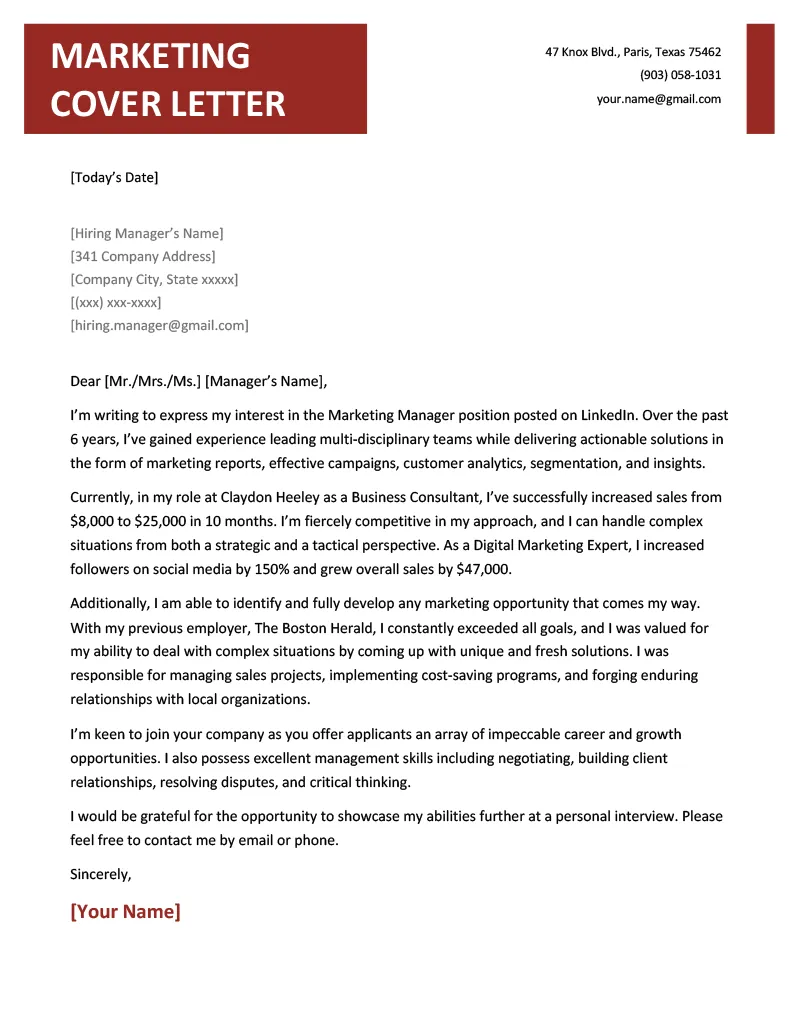 36980 marketing cover letter customization