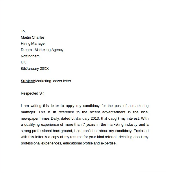 36980 marketing cover letter proofreading
