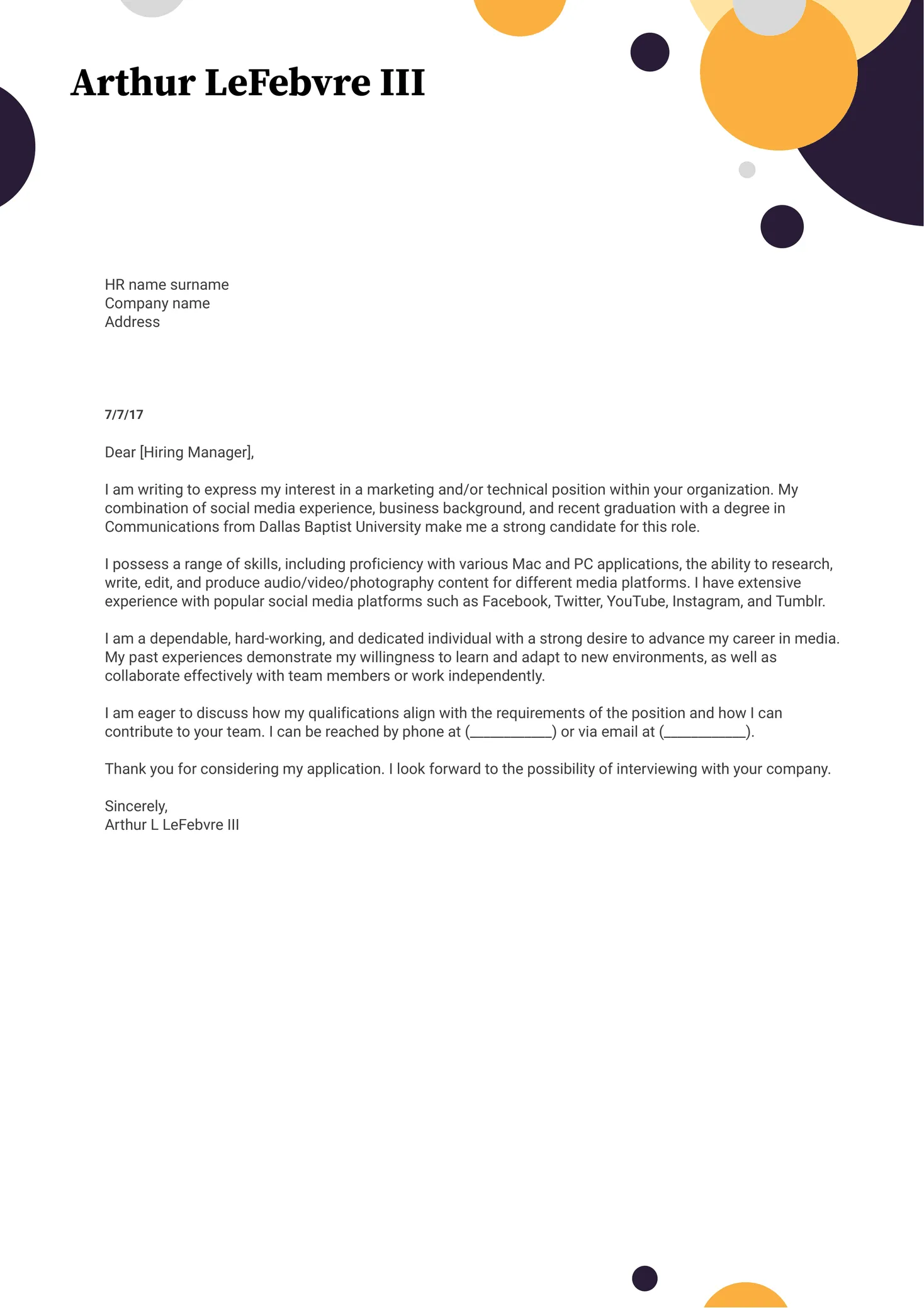 36986 cover letter formatting