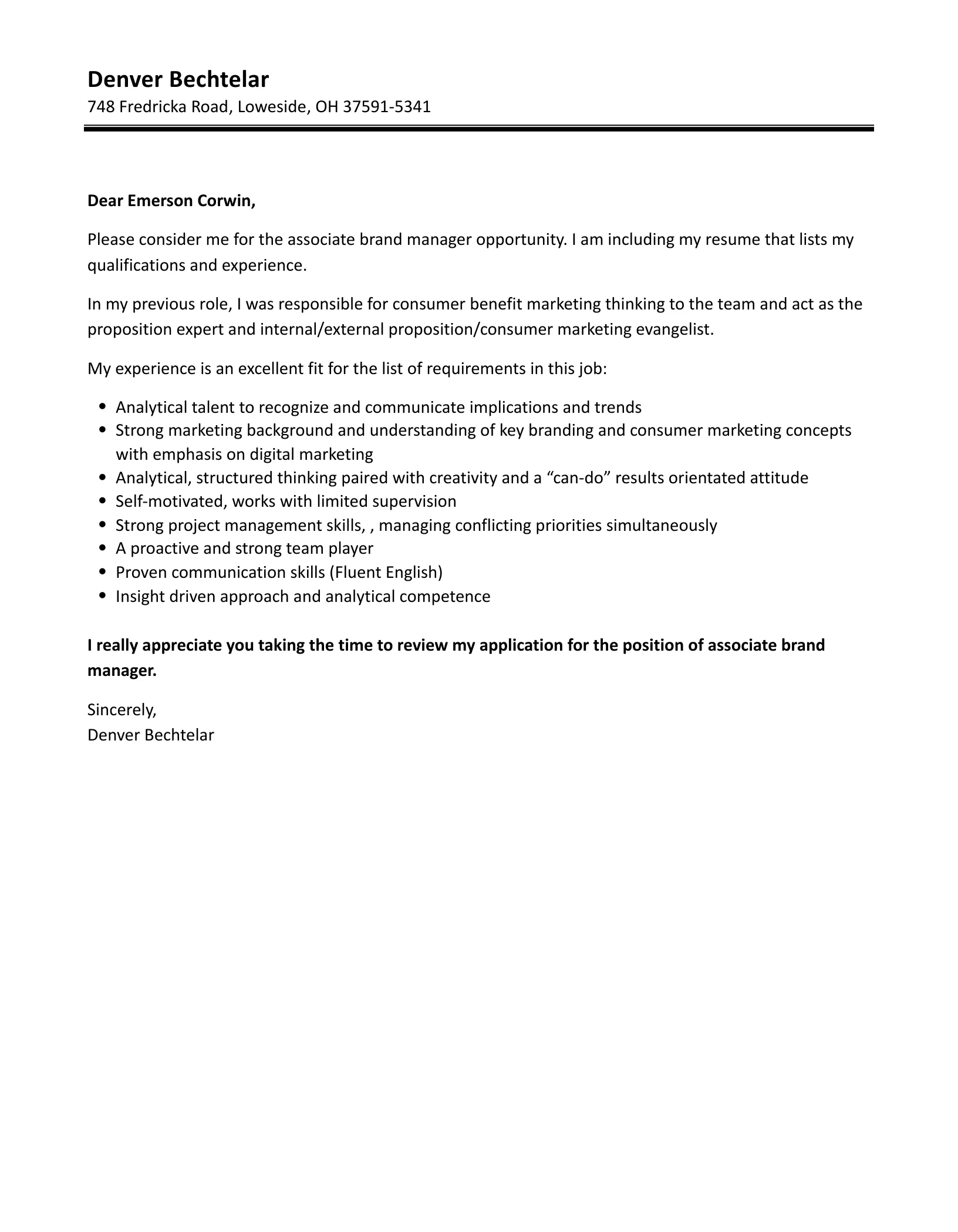 37002 brand manager cover letter formatting