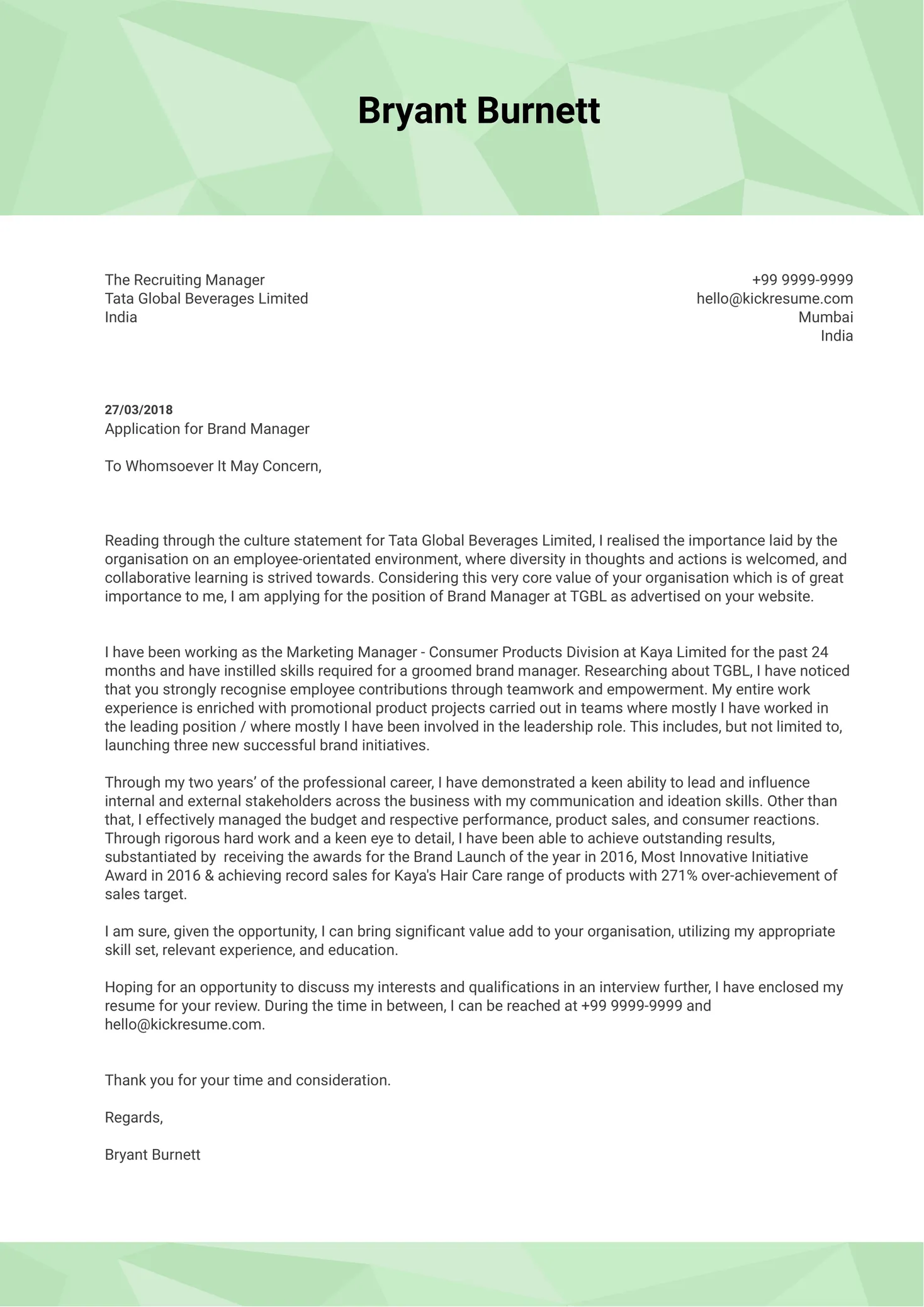 37002 brand manager cover letter template