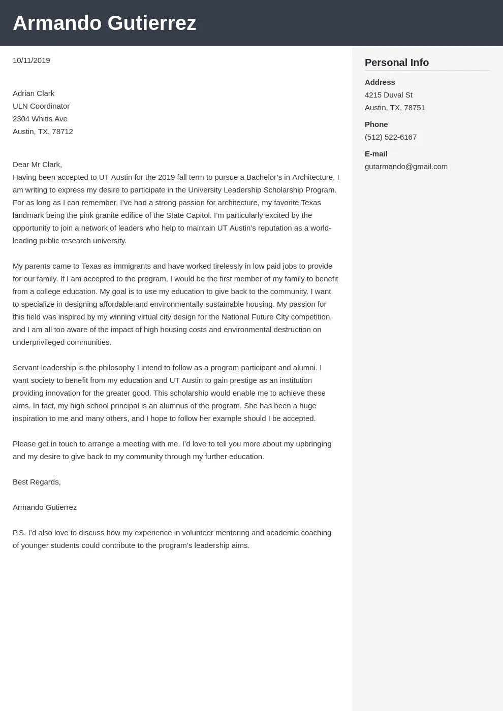 37017 scholarship cover letter requirements
