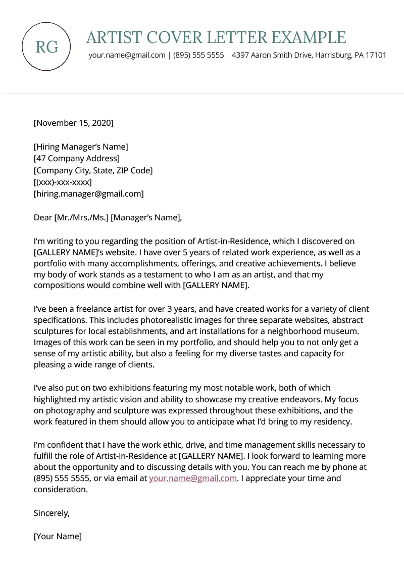 37021 production artist cover letter writing