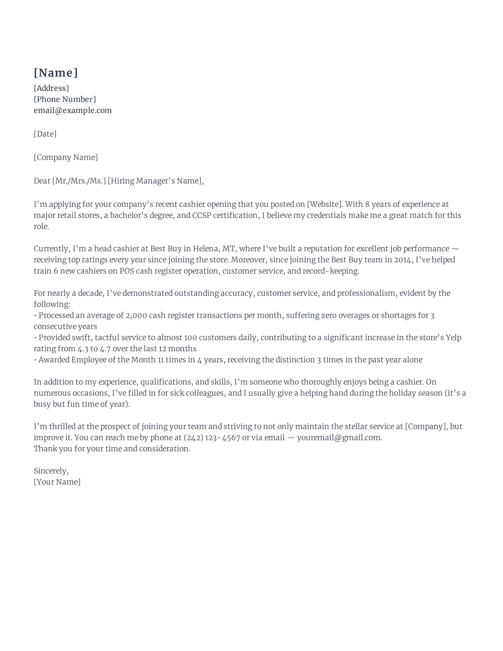 37035 cashier cover letter examples