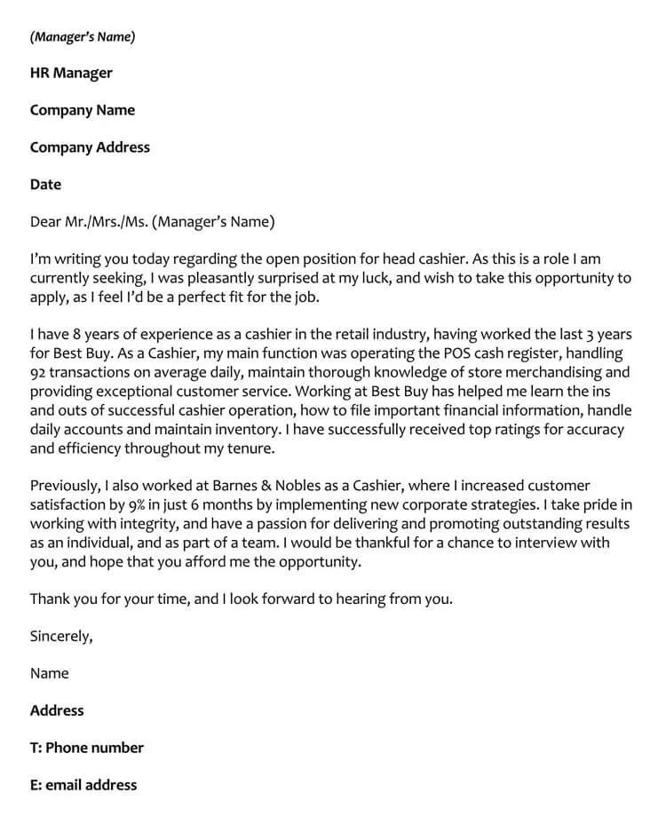37035 cashier cover letter tailoring