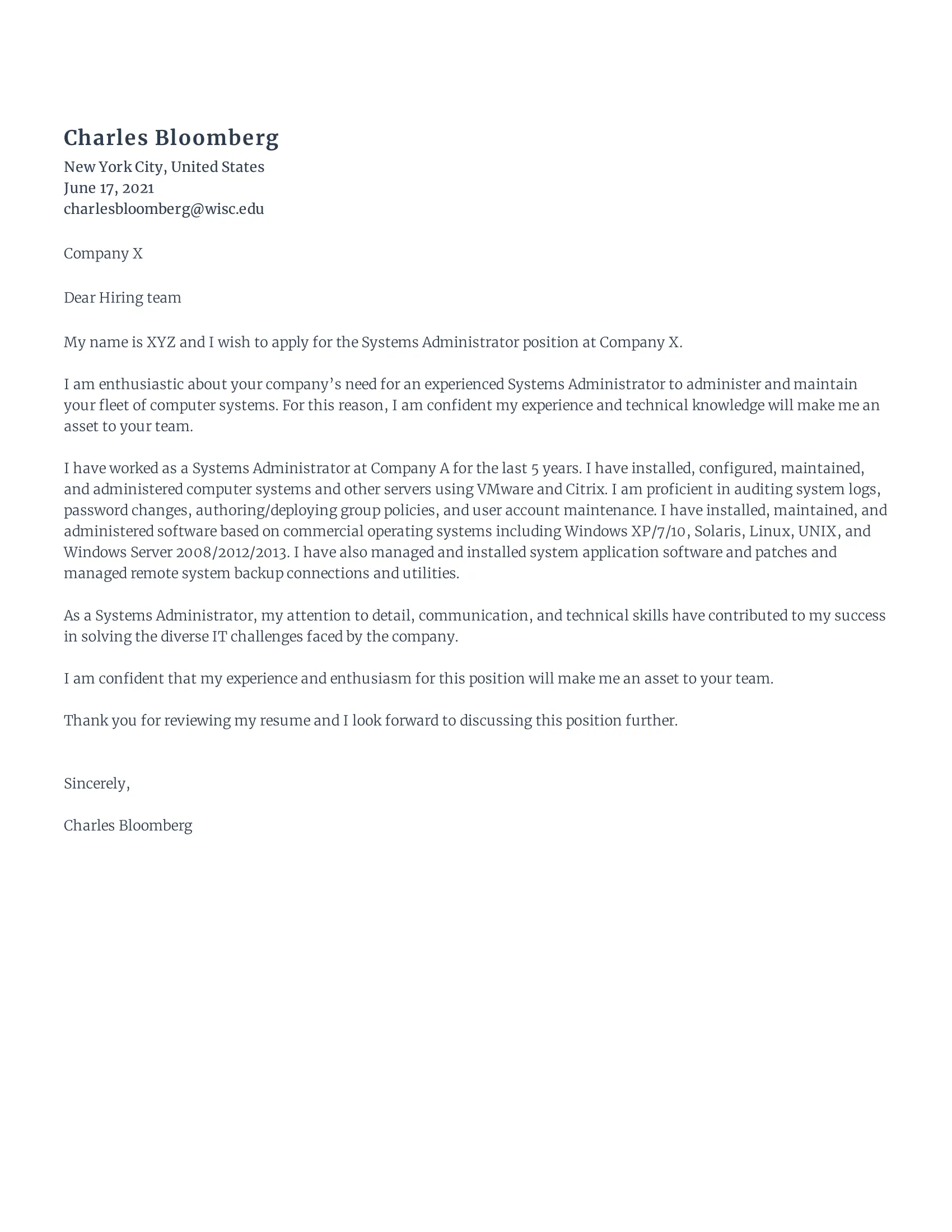 37037 systems admin resume