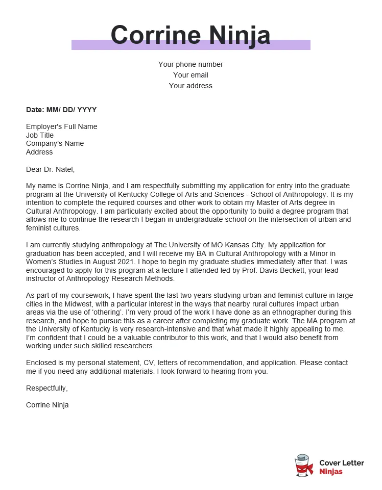 37044 graduate cover letter formatting
