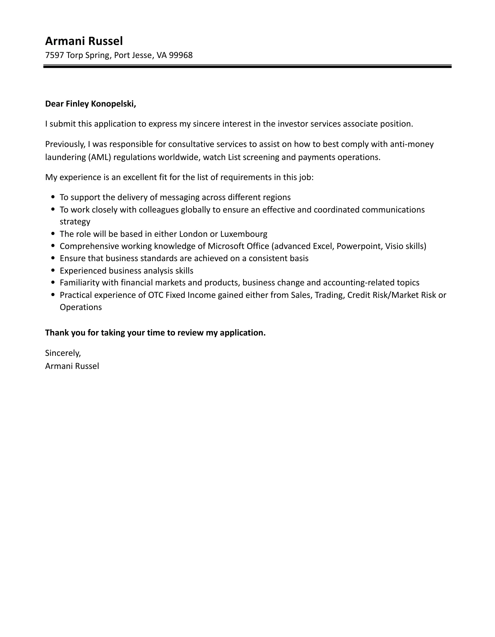 37071 investor cover letter financial projections