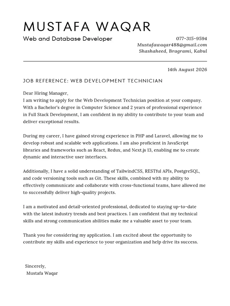 37087 web developer cover letter