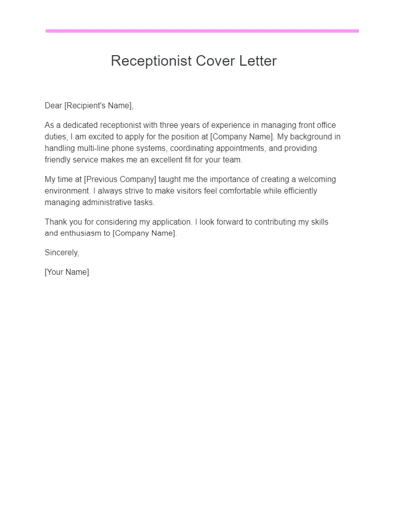 37088 receptionist experience