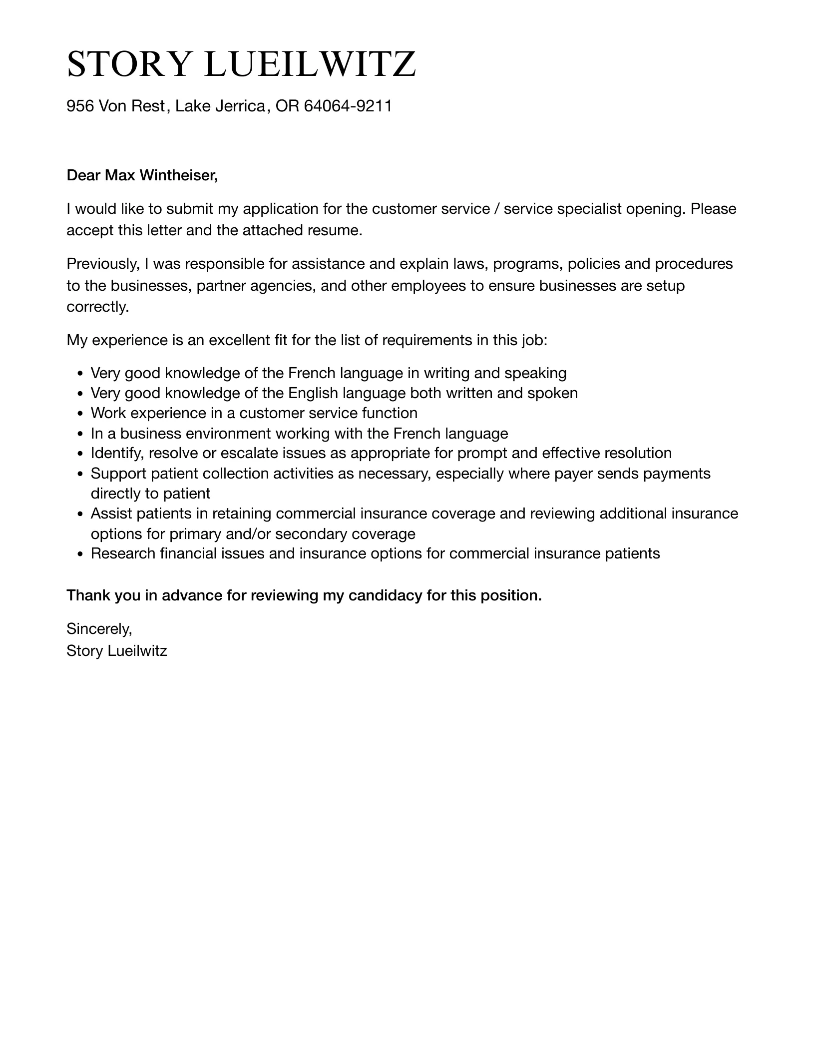 37090 customer service sample examples