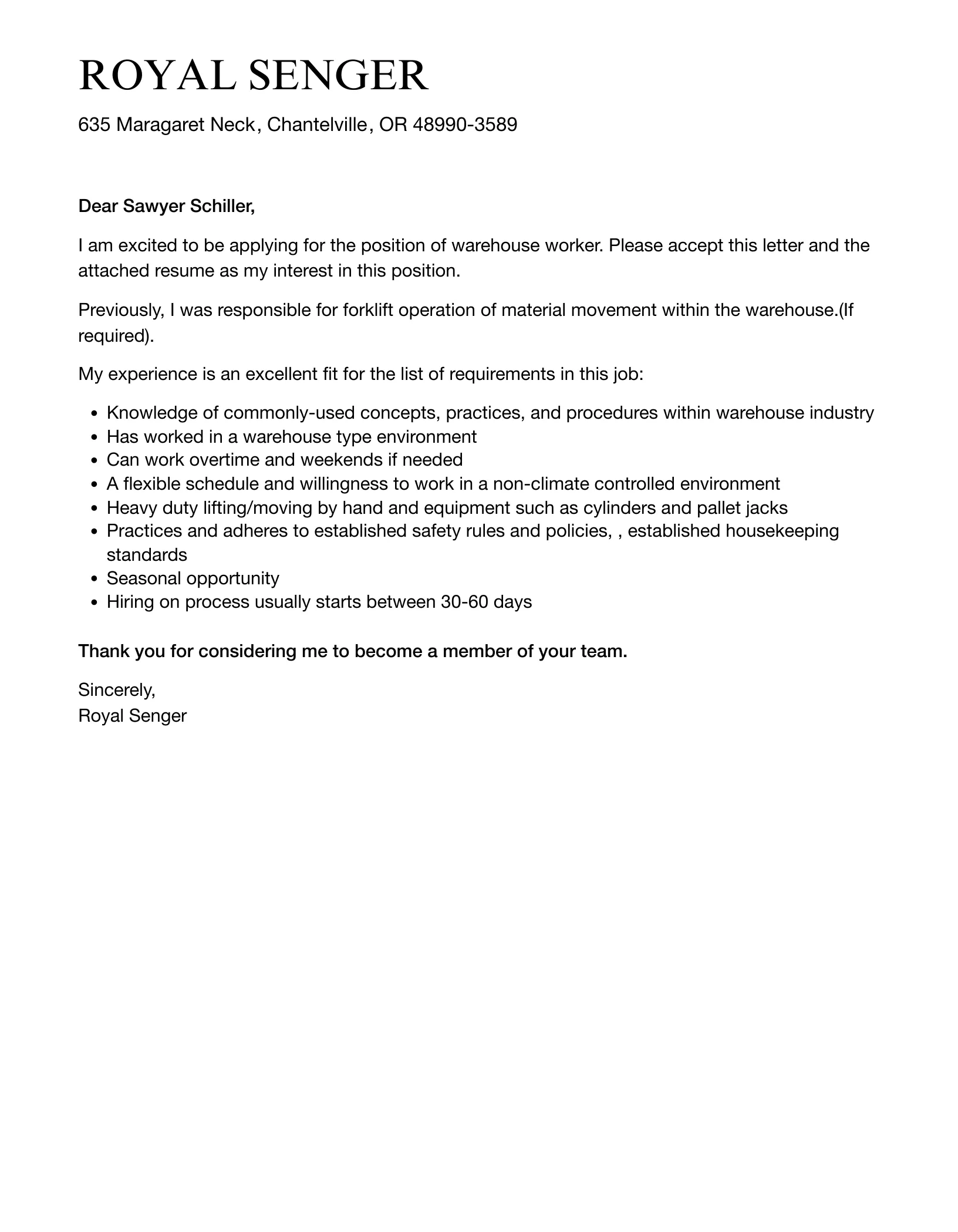 37114 warehouse cover letter mistakes