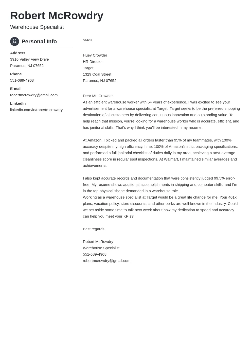 37114 warehouse job application