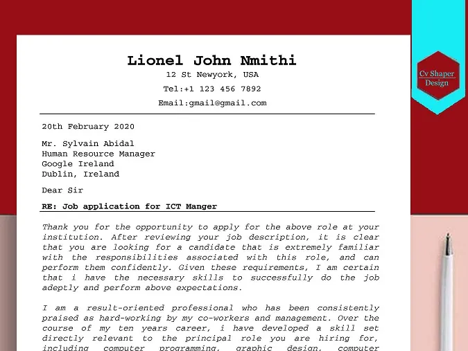 37135 cover letter builder interface