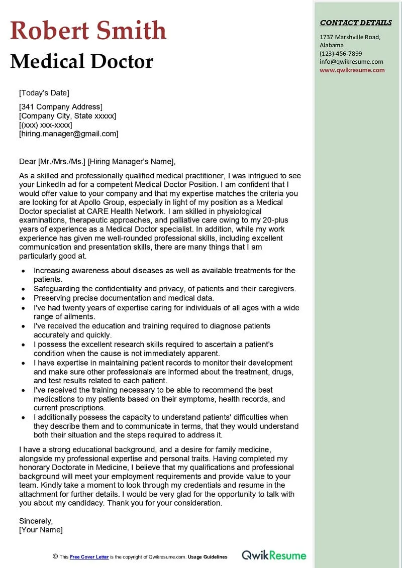 37150 medical cover letter components