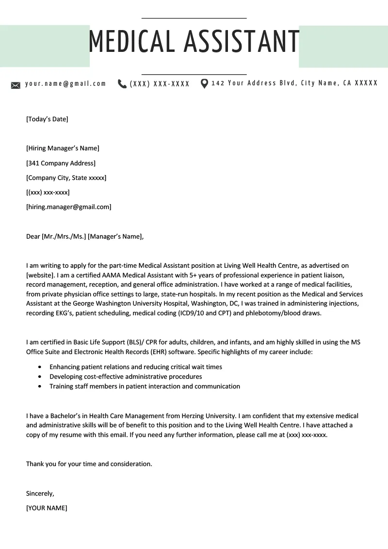 37150 medical cover letter formatting