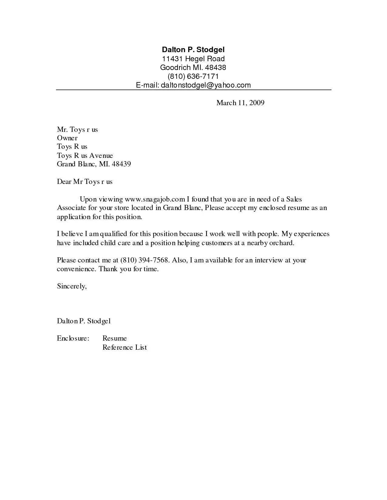 37168 retail assistant cover letter