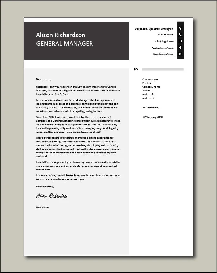 43921 cover letter achievements