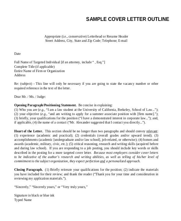 43942 cover letter structure
