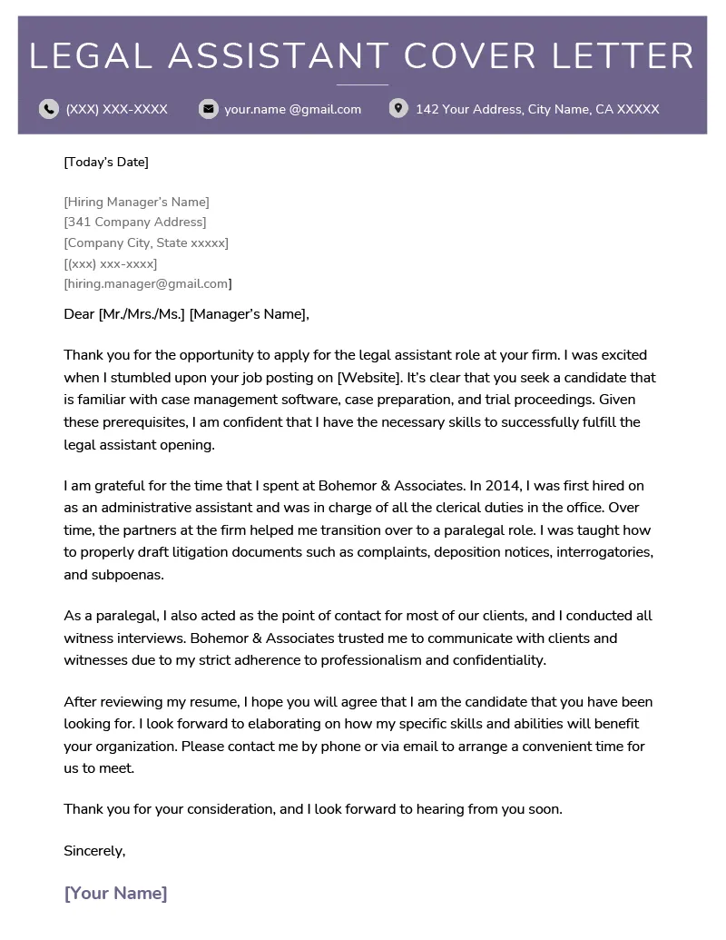 43955 legal cover letter components