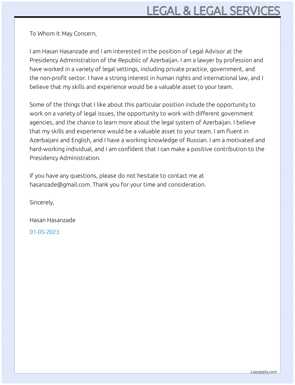 43955 legal cover letter formatting