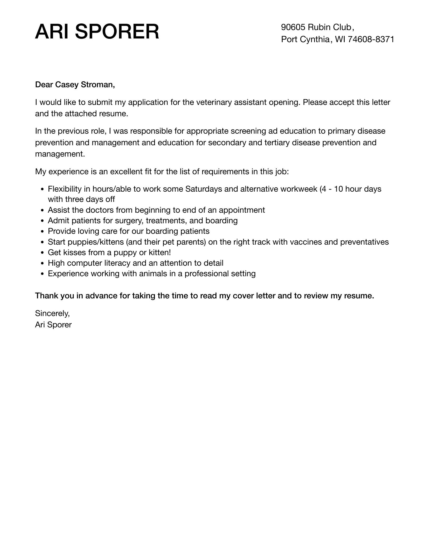 43963 veterinary opening