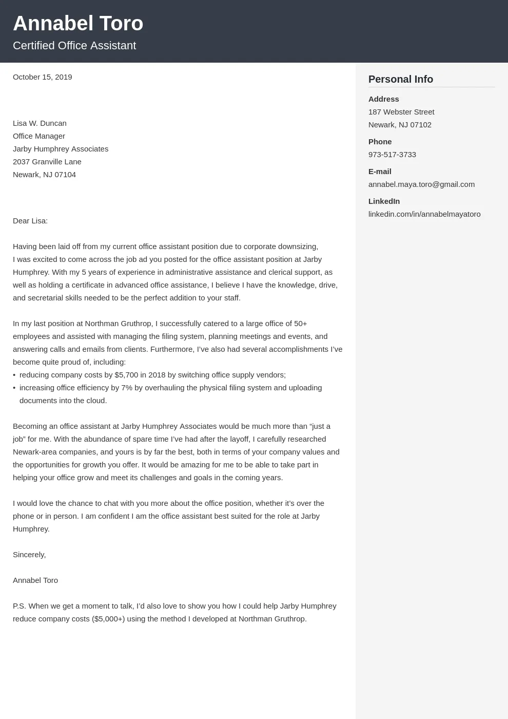 43972 tailor cover letter