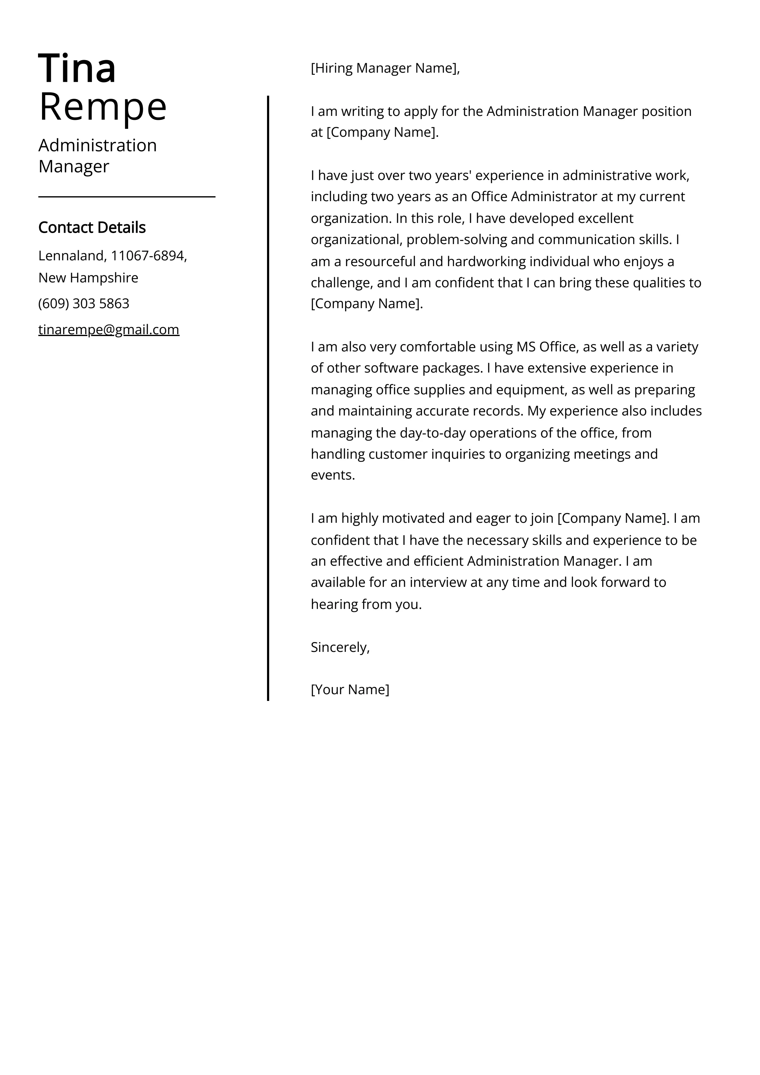 43973 cover letter format