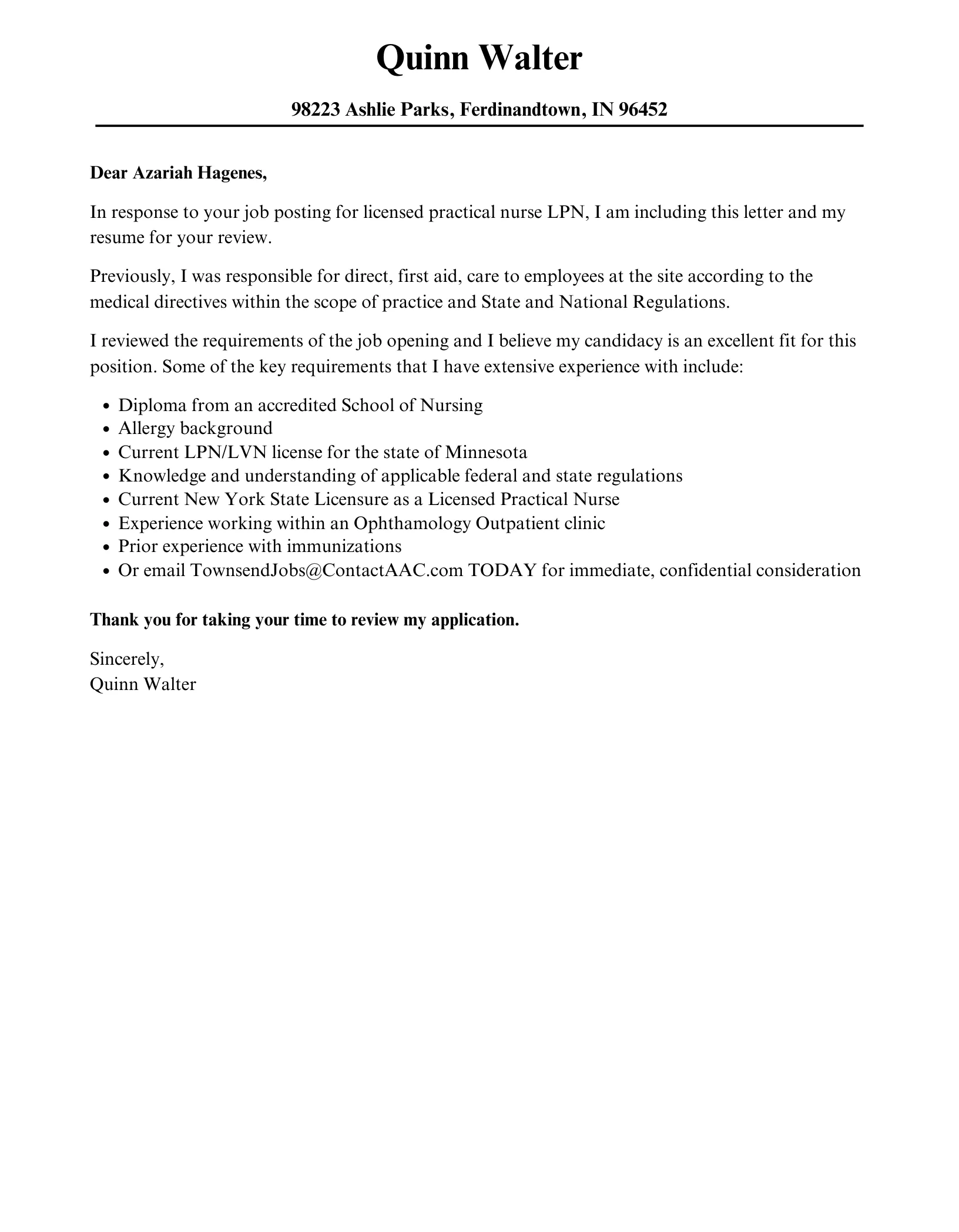 43978 lpn cover letter formatting