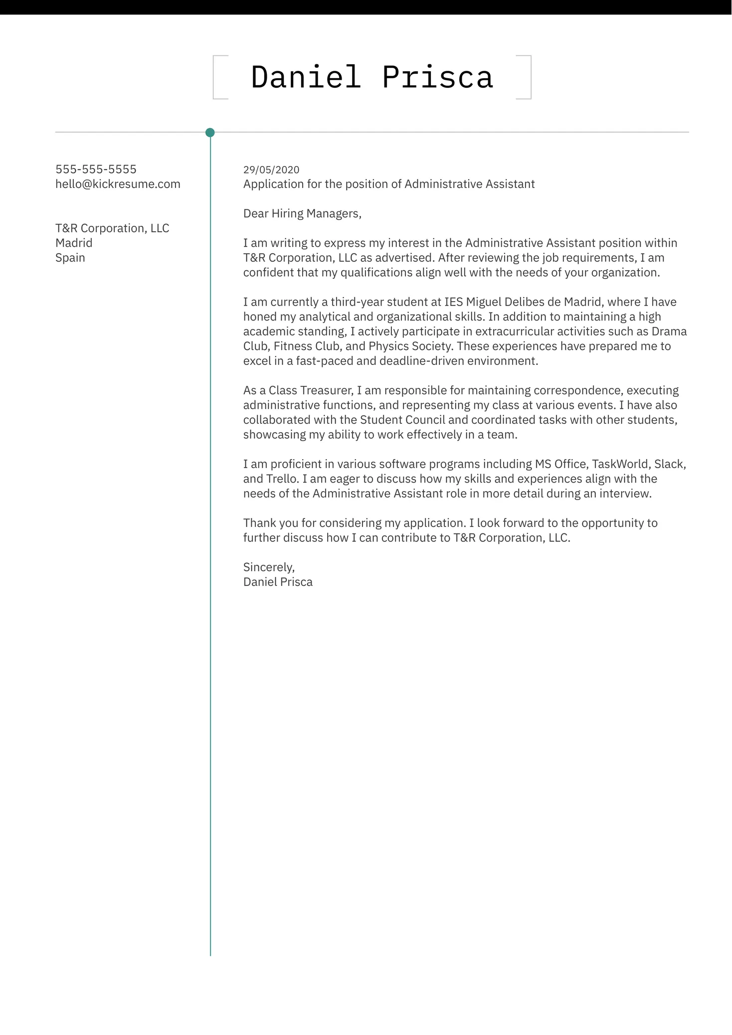 43980 cover letter formatting