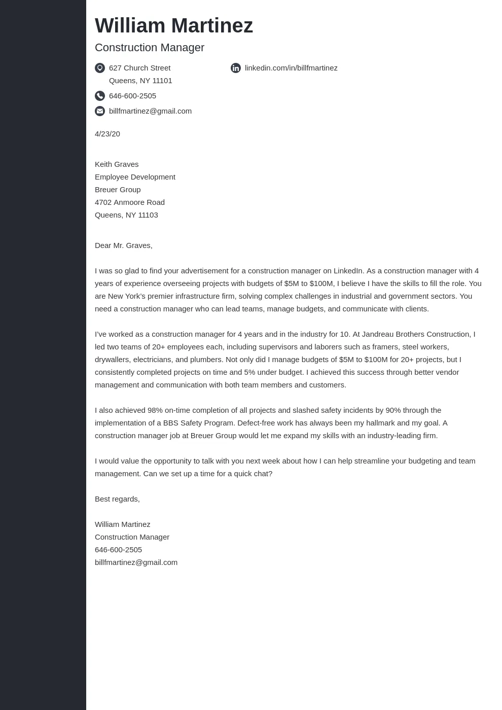 43981 cover letter components
