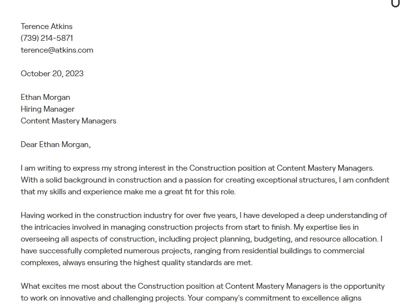 43981 tailoring cover letter