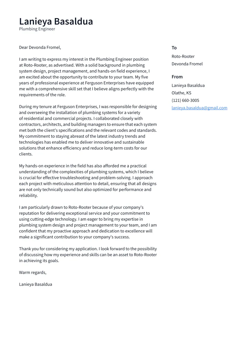 43982 plumbing cover letter header