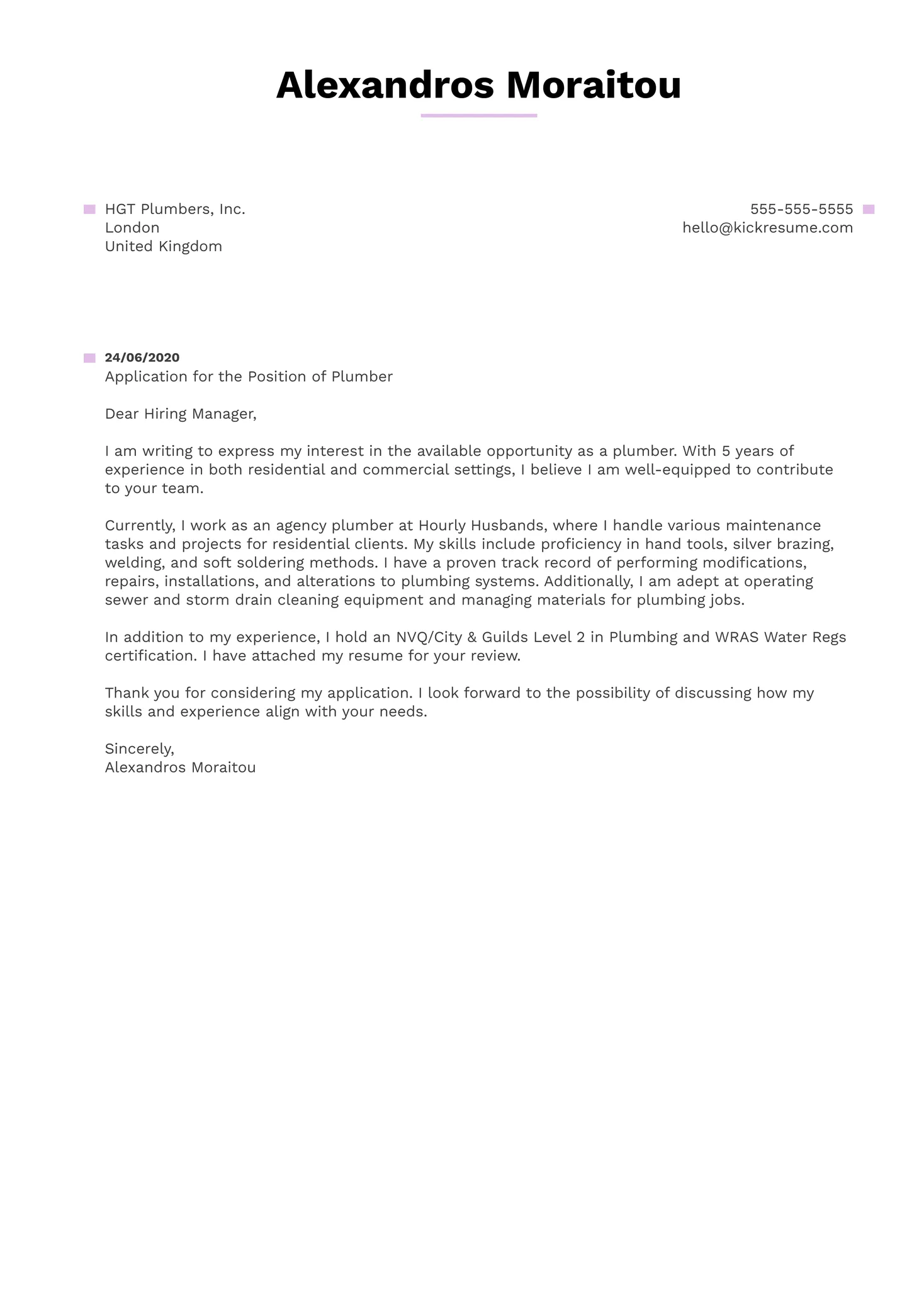 43982 plumbing resume tips
