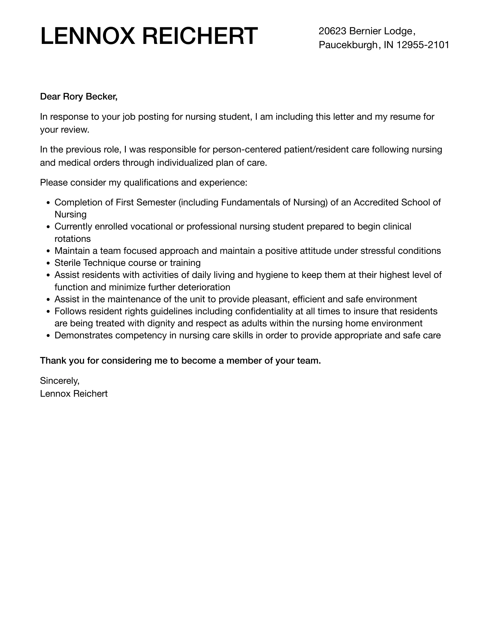 43985 nursing student closing