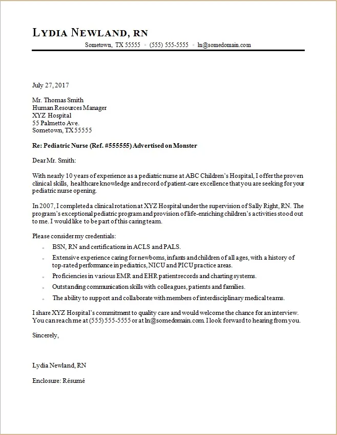 43991 nursing cover letter format