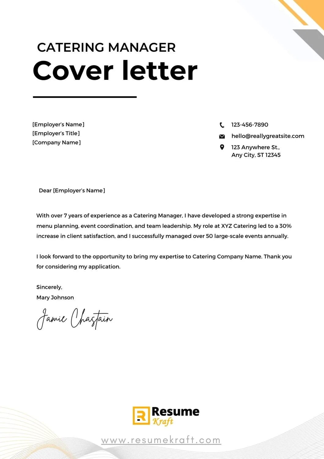 43999 catering cover letter example