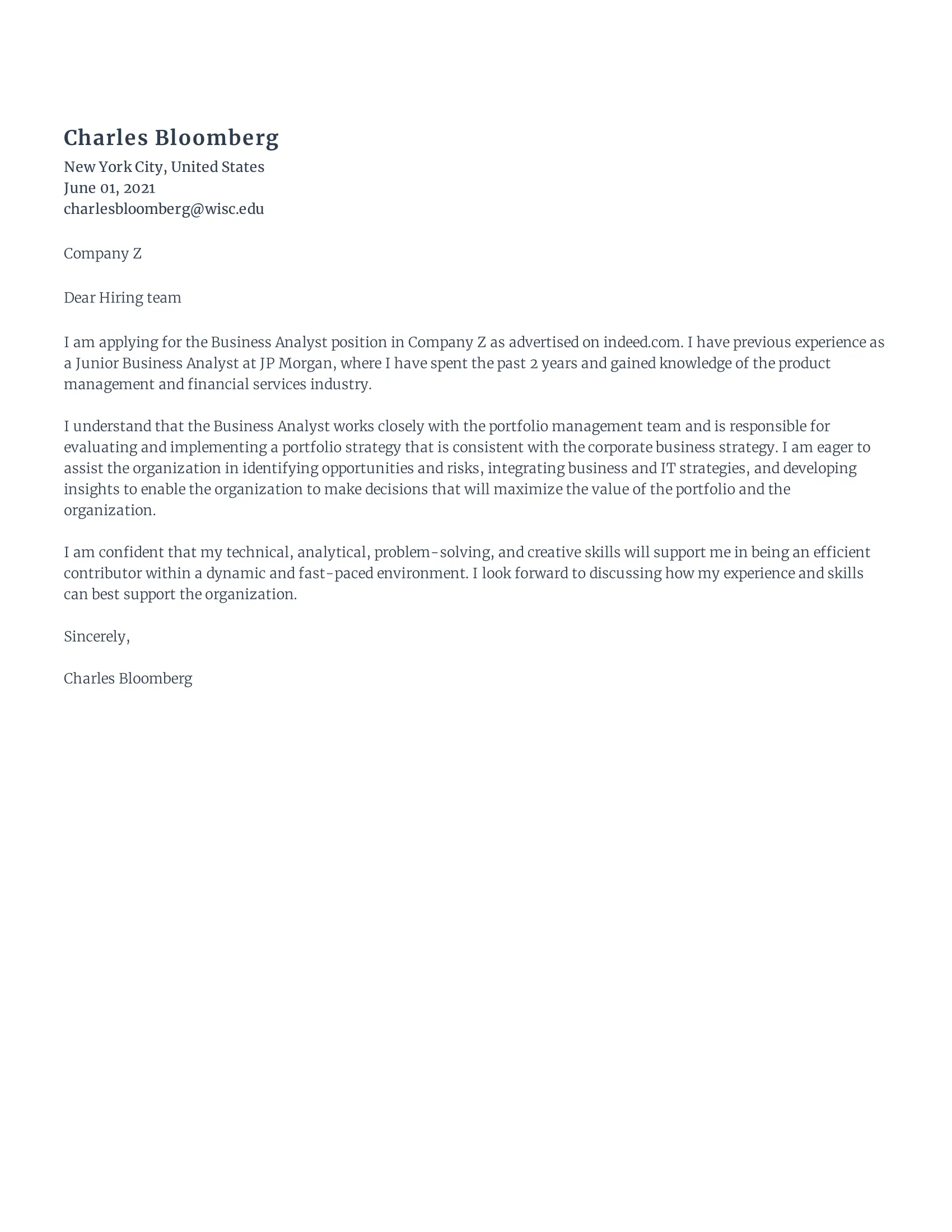 44009 business analyst cover letter no experience 2