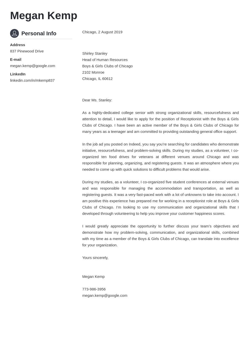 44012 enthusiastic receptionist cover letter