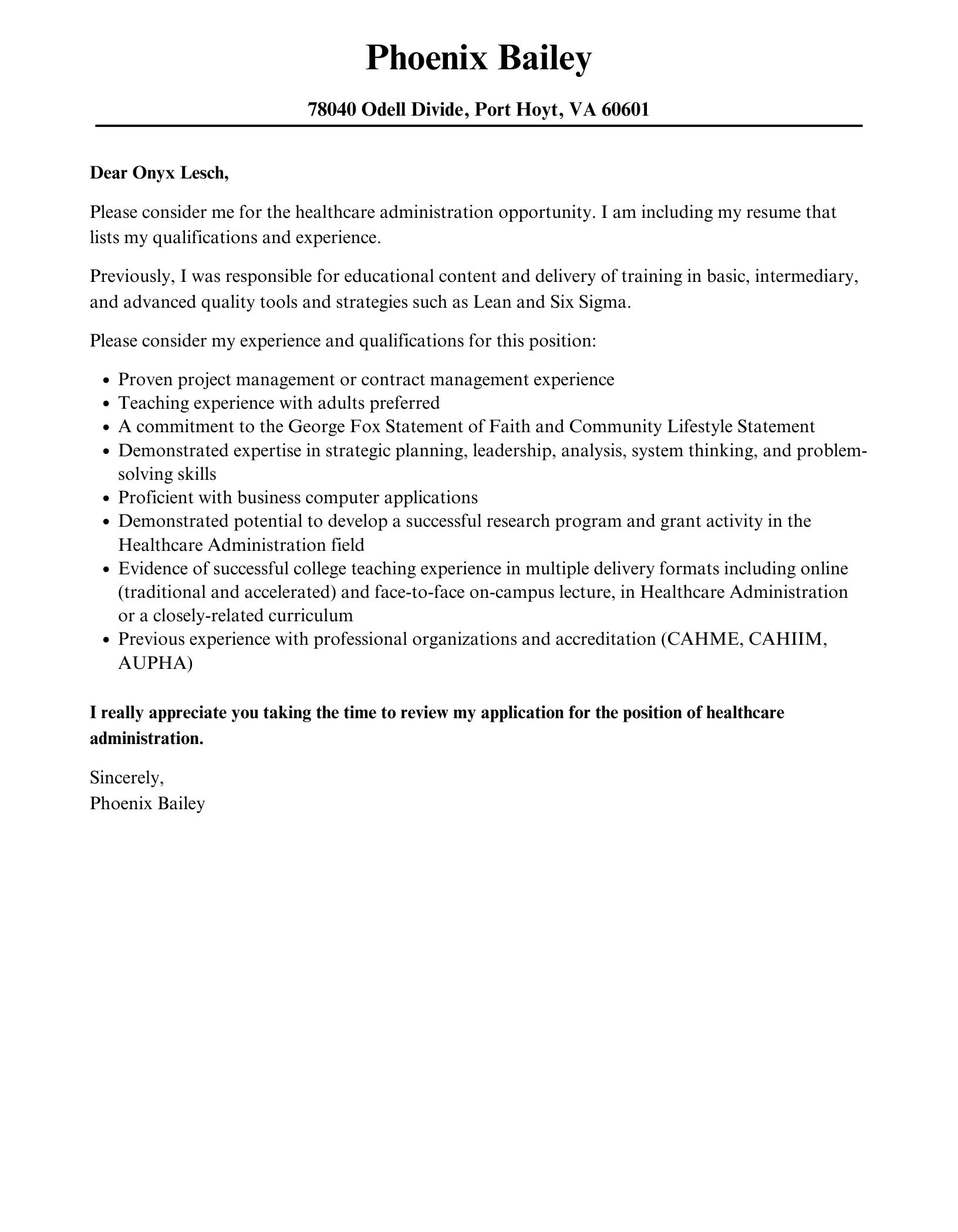 44017 healthcare admin cover letter formatting